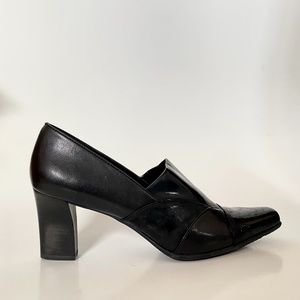 franco sarto black leather heels 6 US